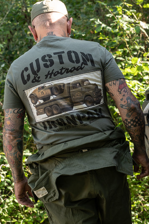 T-shirt Ironpaw “Custom & Hotrod” – Coton Bio GOTS – Kaki