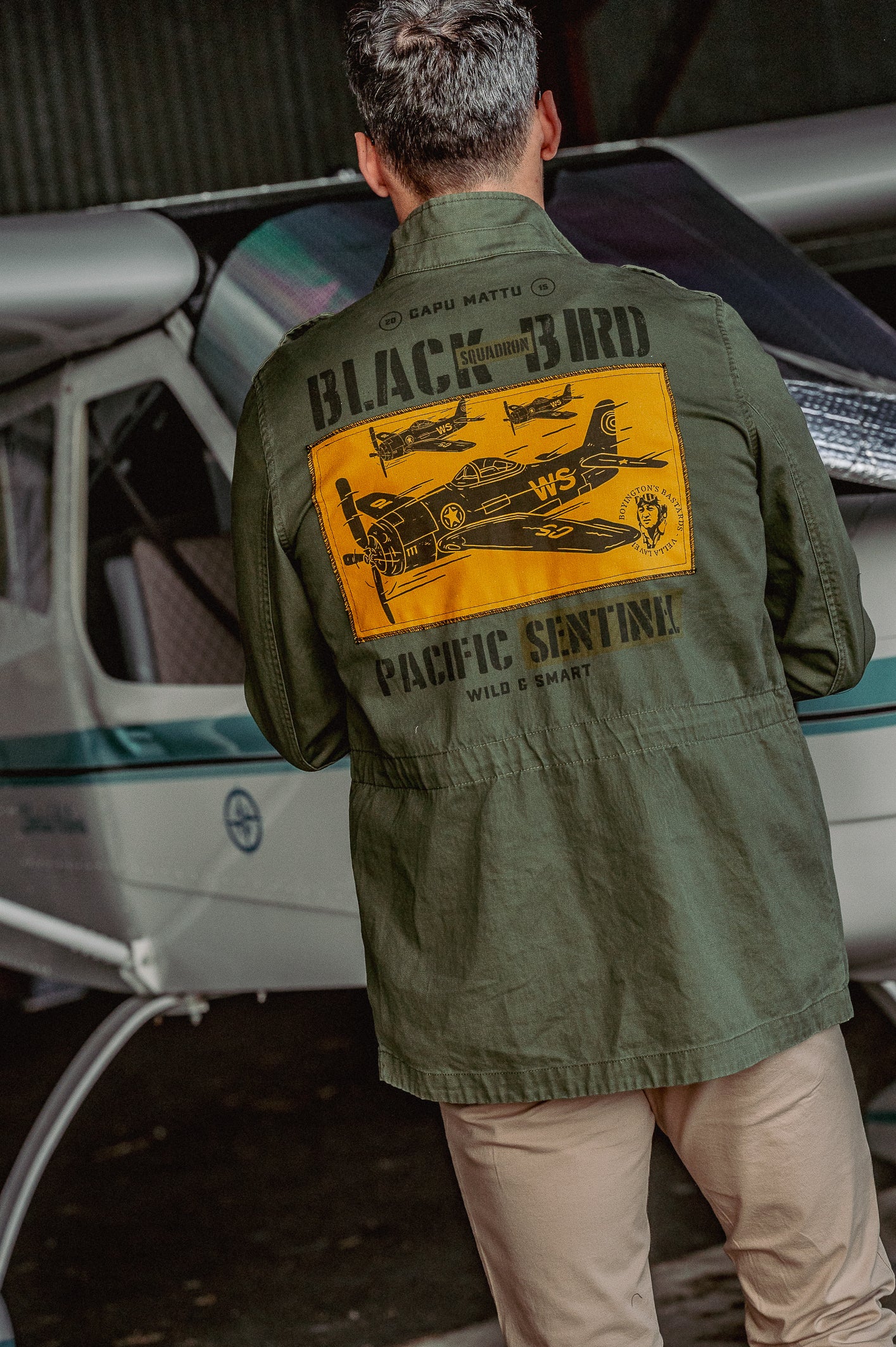 Veste militaire Black Bird Squadron Papy Boyington's Bastard