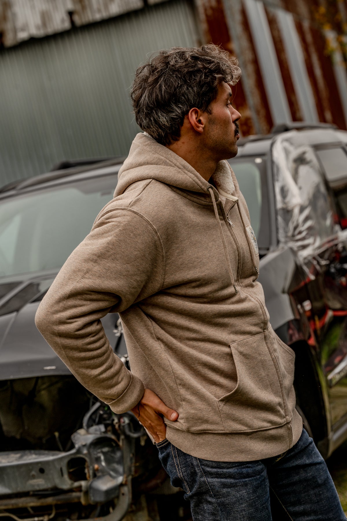 Sweat shirt Zip Sherpa Captain Black Bird Heather Sand