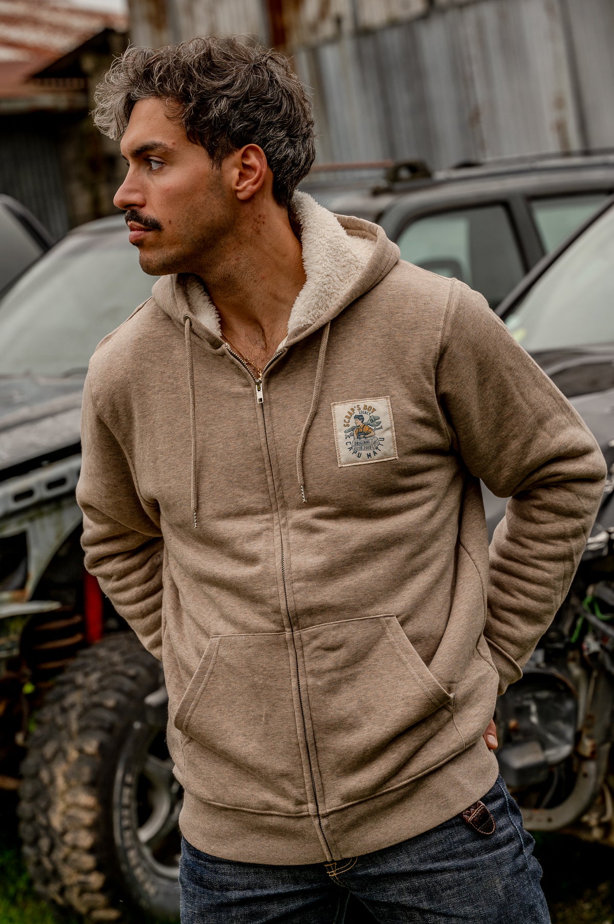 Sweat shirt Zip Sherpa Captain Black Bird Heather Sand