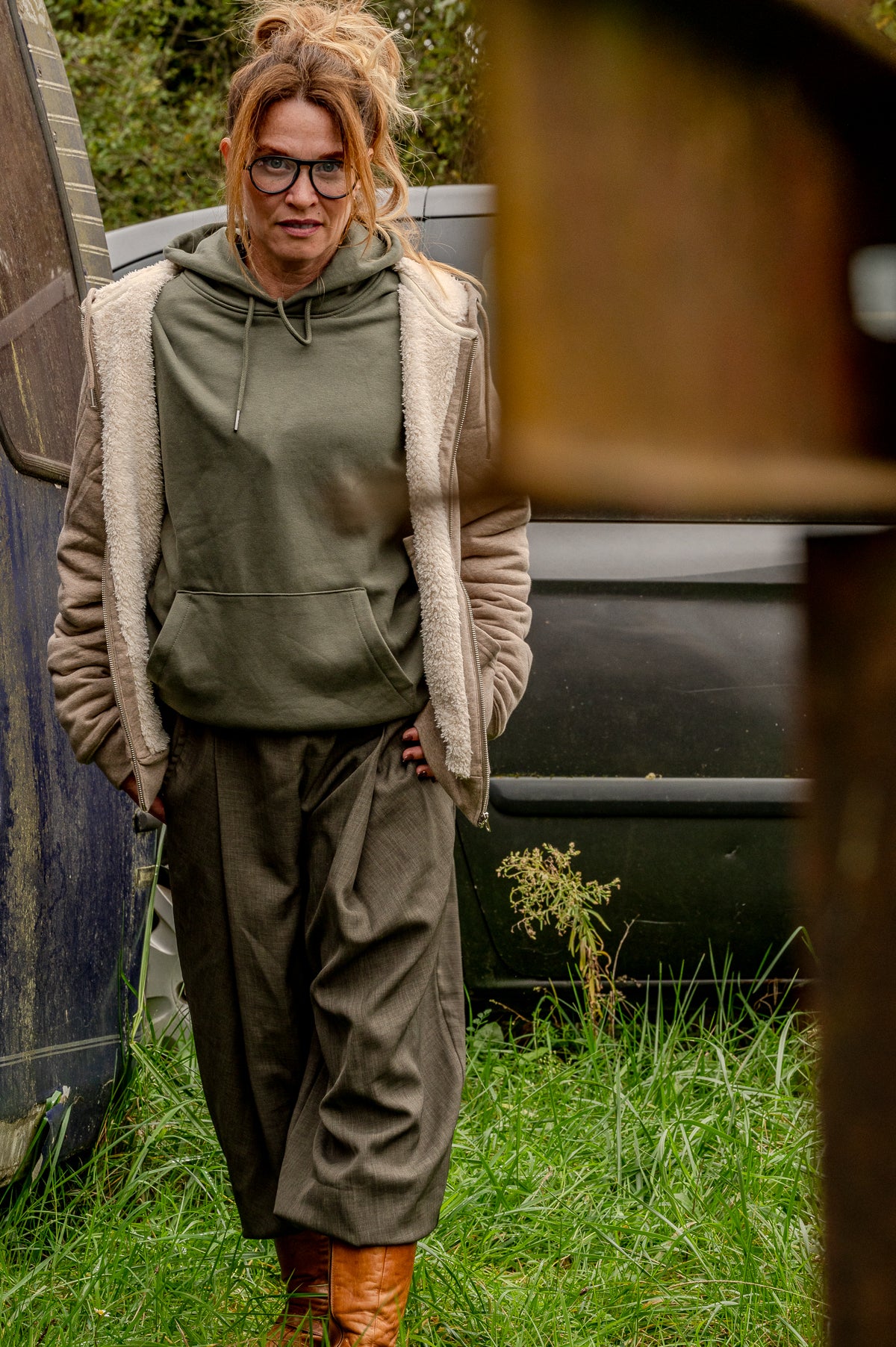 Sweat shirt Zip Sherpa Captain Black Bird Heather Sand
