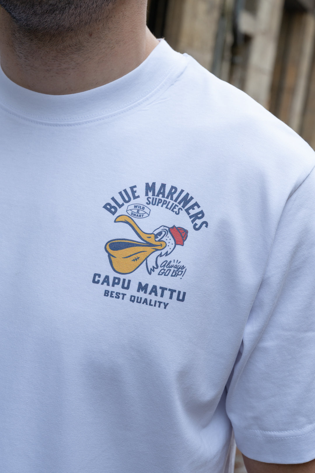 T-Shirt Blue Mariners Supplies blanc