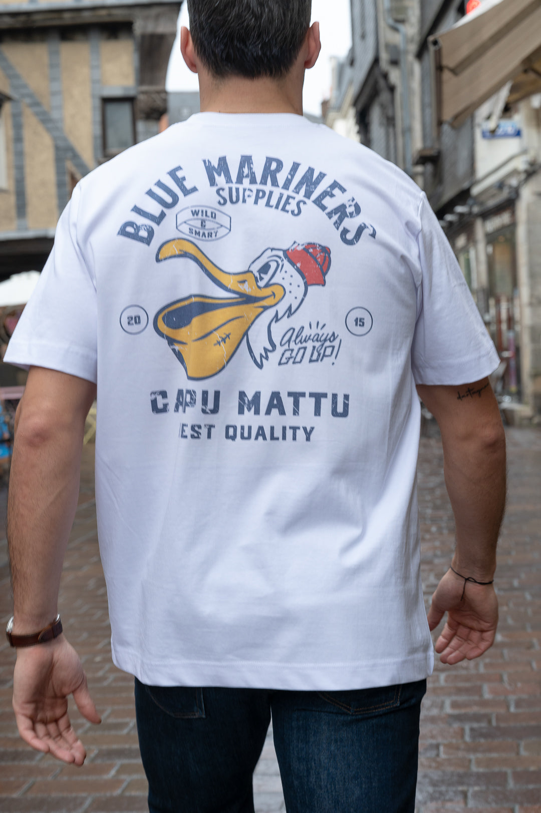 T-Shirt Blue Mariners Supplies blanc