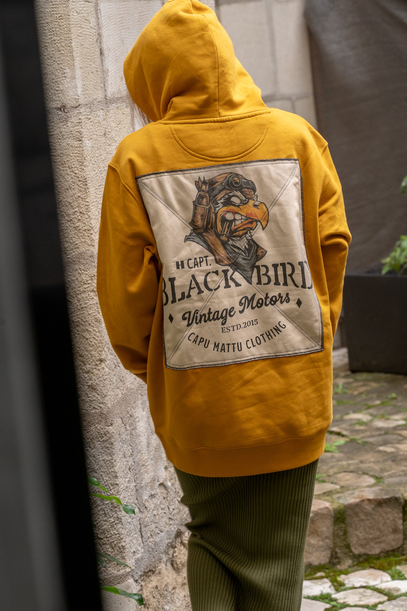 Sweat-shirt Captain Black Bird Patchwork matelassé Jaune