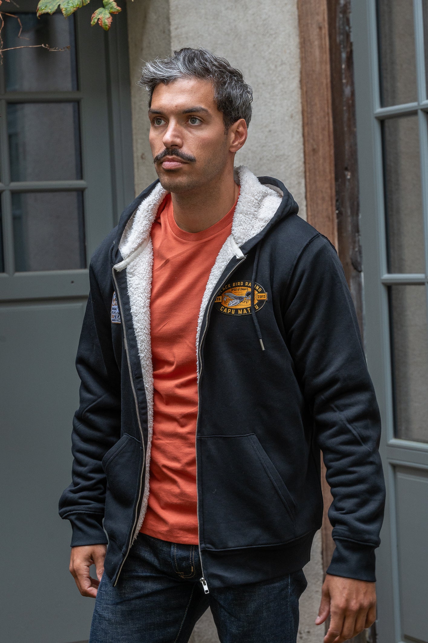 Sweat-shirt Zip Sherpa Racing Black