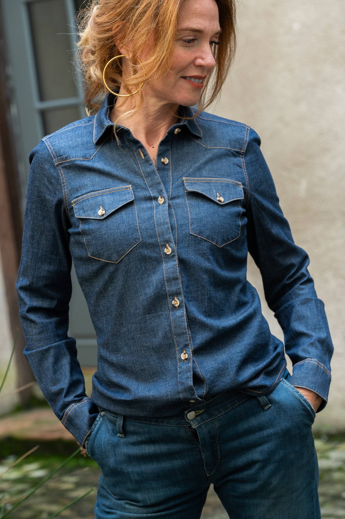 Chemise blue denim Captain Black Bird Romance