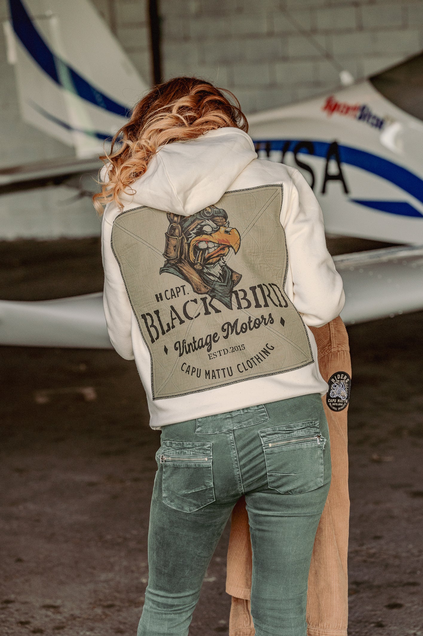 Sweat-shirt Captain Black Bird Patchwork matelassé beige