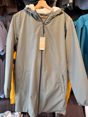 Sherpa-lined hooded parka jacket