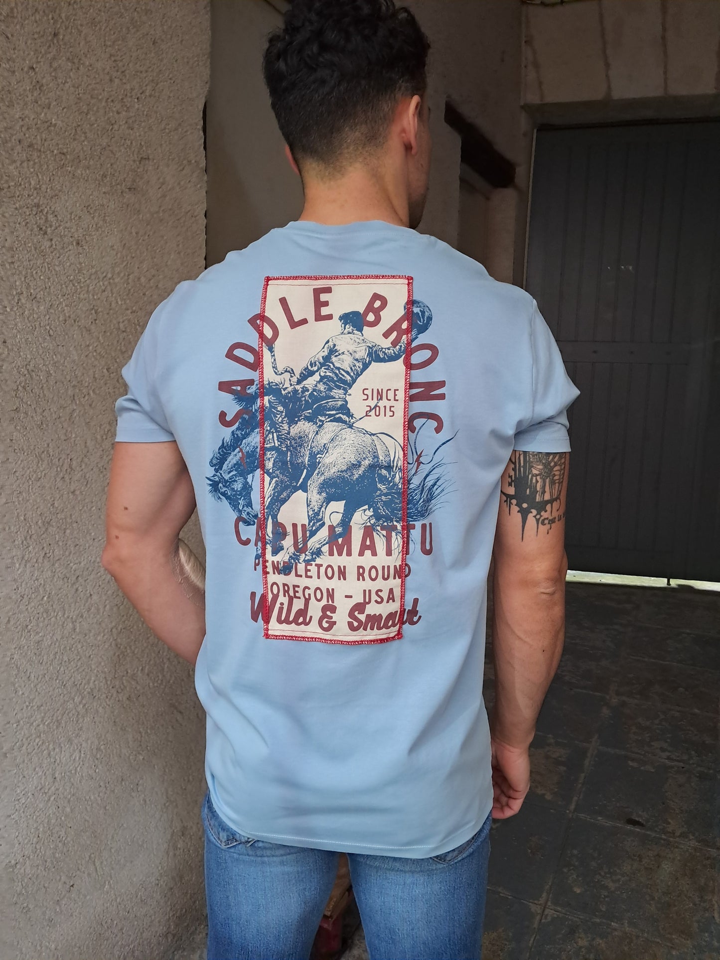 T-shirt Saddle Bronc blue