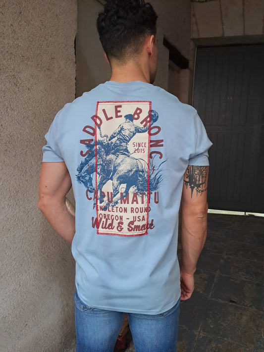 T-shirt Saddle Bronc blue