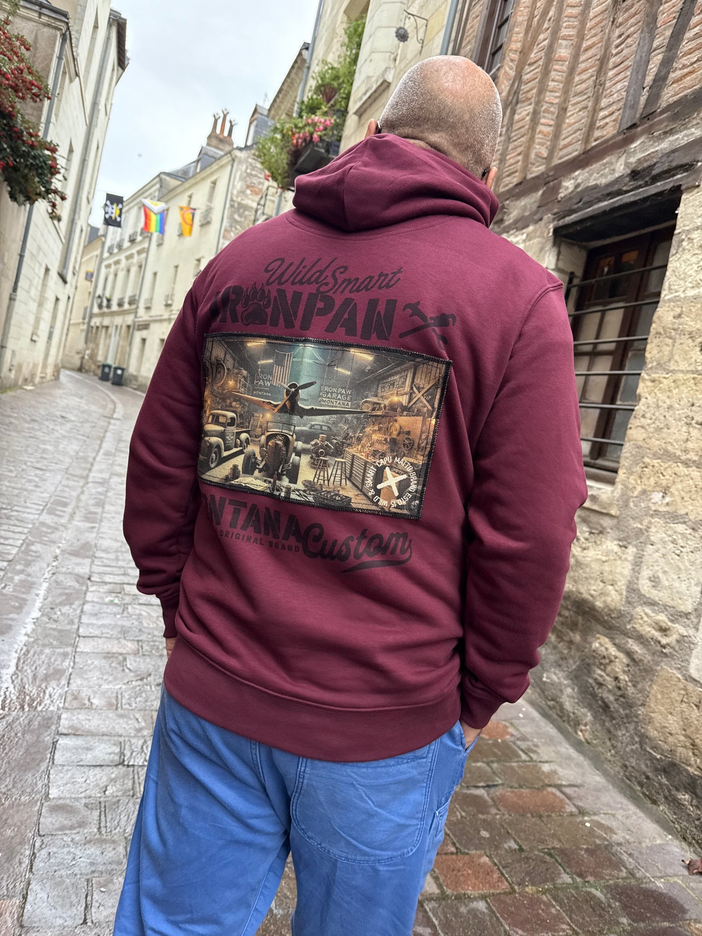 Sweat shirt Hoodies garage Iron Paw Dark cherry