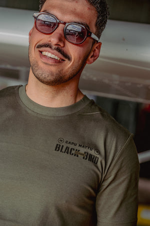 Black Bird Squadron Patchwork Cream T-shirt