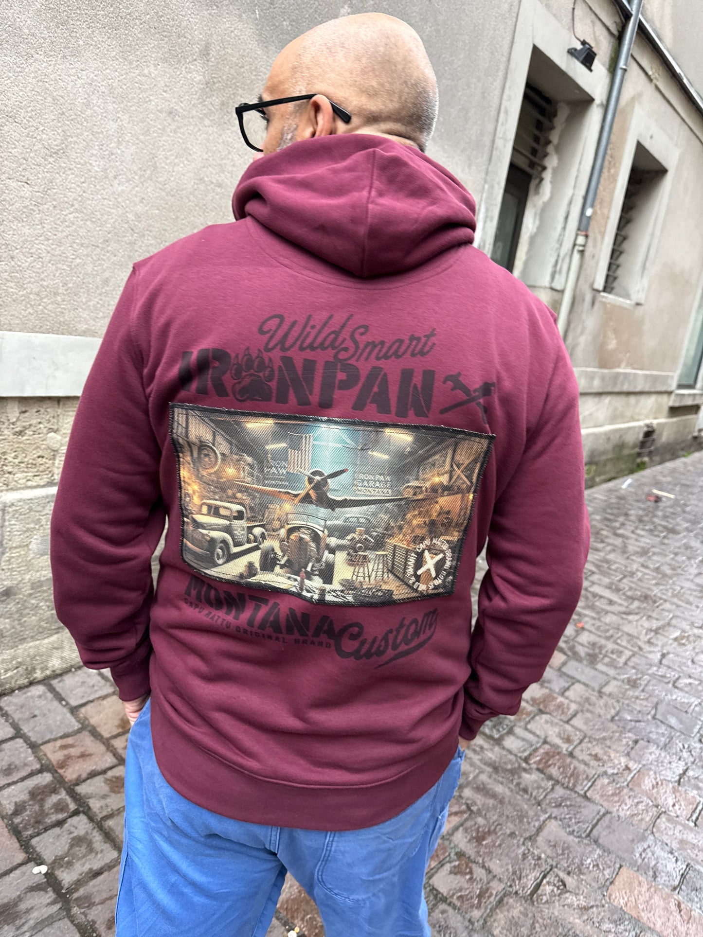 Sweat shirt Hoodies garage Iron Paw Dark cherry