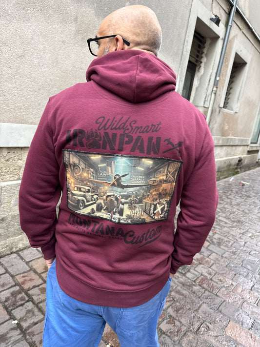 Sweat shirt Hoodies garage Iron Paw Dark cherry