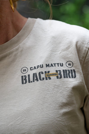 Black Bird Squadron T-shirt Cream Khaki Patchwork