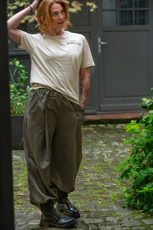 Black Bird Squadron T-shirt Cream Khaki Patchwork