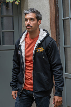 Sweatshirt Zip Sherpa Racing Black