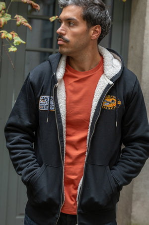 Sweatshirt Zip Sherpa Racing Black