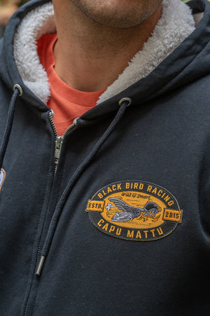 Sweatshirt Zip Sherpa Racing Black