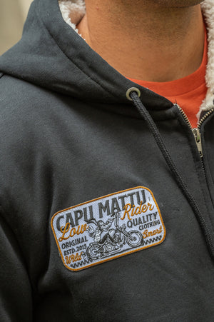 Sweatshirt Zip Sherpa Racing Black