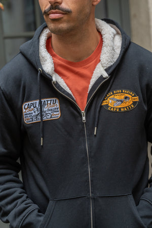 Sweatshirt Zip Sherpa Racing Black