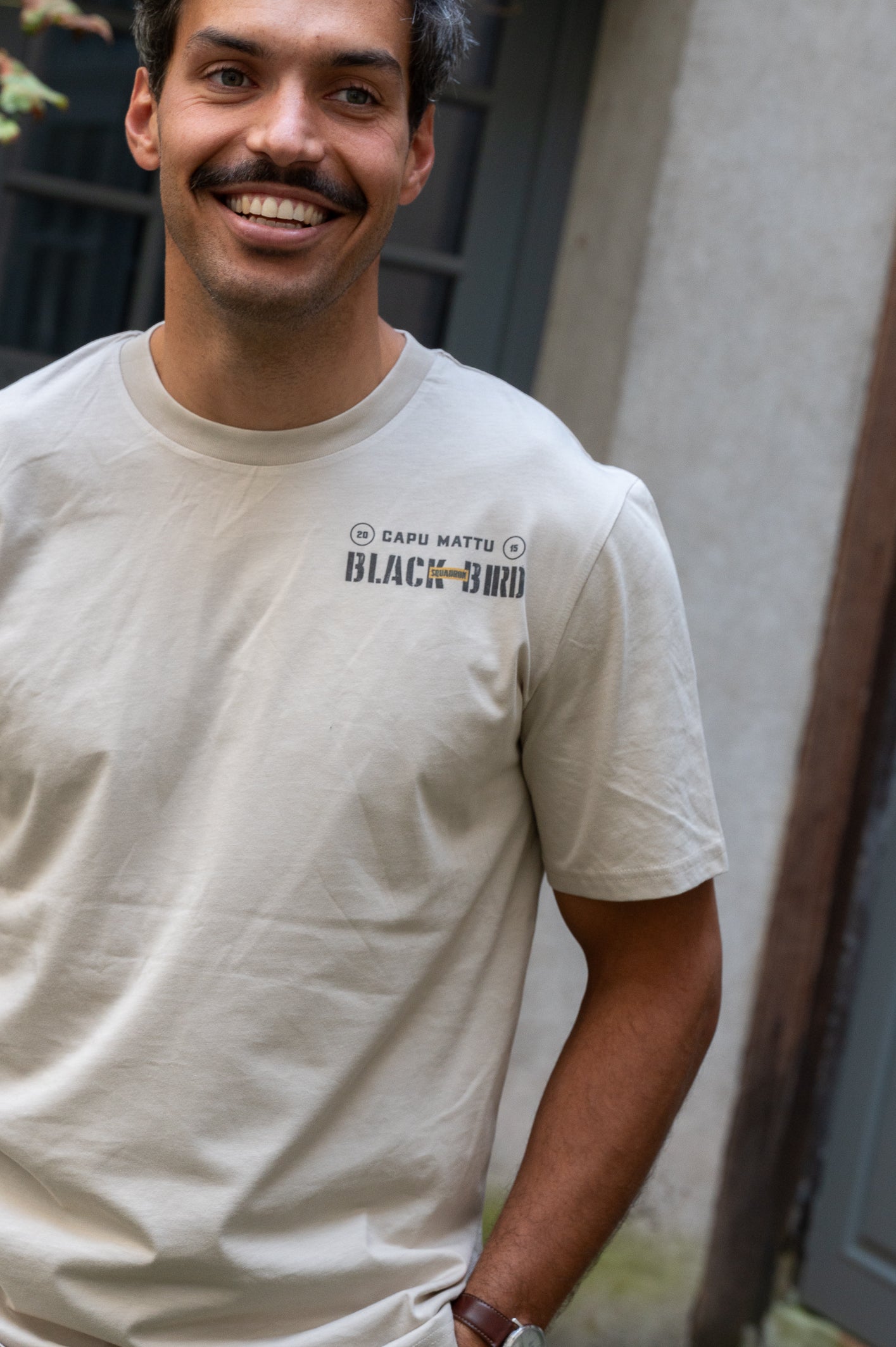 T-shirt Black Bird Squadron Crème Patchwork kaki