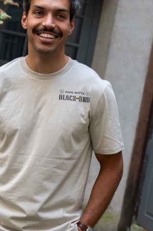 Black Bird Squadron T-shirt Cream Khaki Patchwork