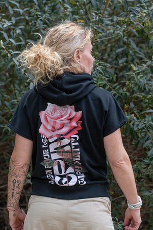 Sweat femme sans manches Romantic – Merci pour les épines – Noir