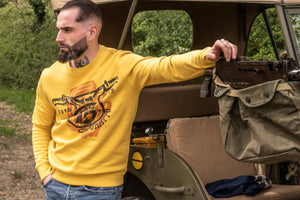 Vintage Sun Dirt Track Crew Neck Sweatshirt – Motorcycle Heritage Collection | Capu Mattu