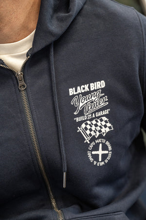 Sweat Hoodie Zip Blackbird Racing Young Timer — Navy — Capu Mattu