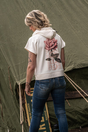 Sweat Hoodie Manches Courtes La Rose Romantique – Hommage Jean d'Ormesson | Capu Mattu