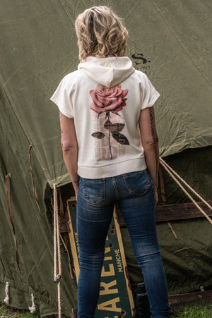 Sweat Hoodie Manches Courtes La Rose Romantique – Hommage Jean d'Ormesson | Capu Mattu