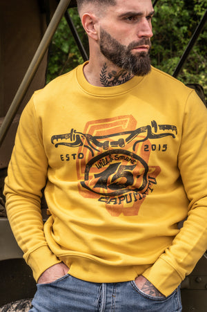 Vintage Sun Dirt Track Crew Neck Sweatshirt – Motorcycle Heritage Collection | Capu Mattu