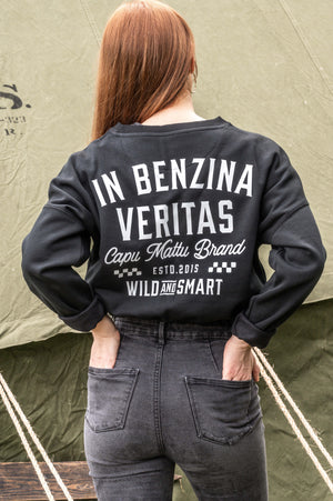 Sweat Oversize Cropped Top in Benzina Veritas – Waist Tie – Women's Black | Capu Mattu