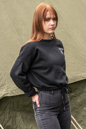 Sweat Oversize Cropped Top in Benzina Veritas – Waist Tie – Women's Black | Capu Mattu