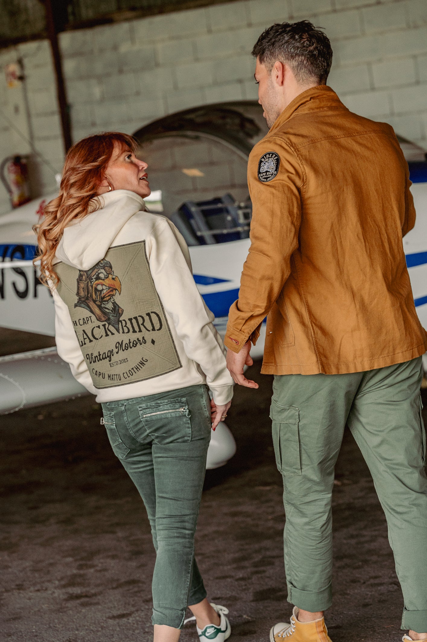 Sweat-shirt Captain Black Bird Patchwork matelassé beige