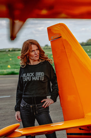 Crop Top Sweatshirt Black Bird
