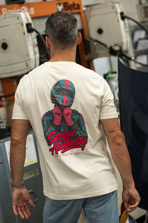 T-Shirt Speed Authority Homme Feutrine Rose Navy — Ivoire — Capu Mattu