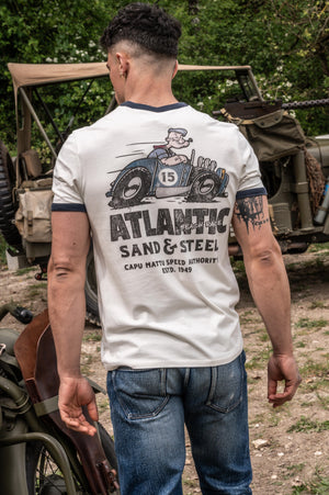 T-shirt Atlantic Beach Race – Sand & Steel – Popeye Hot Rod | Capu Mattu Speed Authority