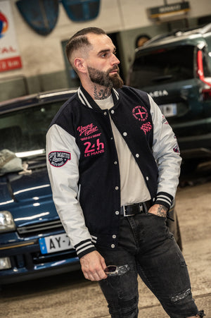 Varsity Jacket Young Timer — Laine & Cuir — Licence Le Mans 24H — Capu Mattu