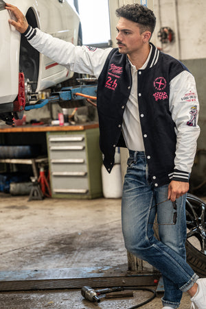 Varsity Jacket Young Timer — Laine & Cuir — Licence Le Mans 24H — Capu Mattu